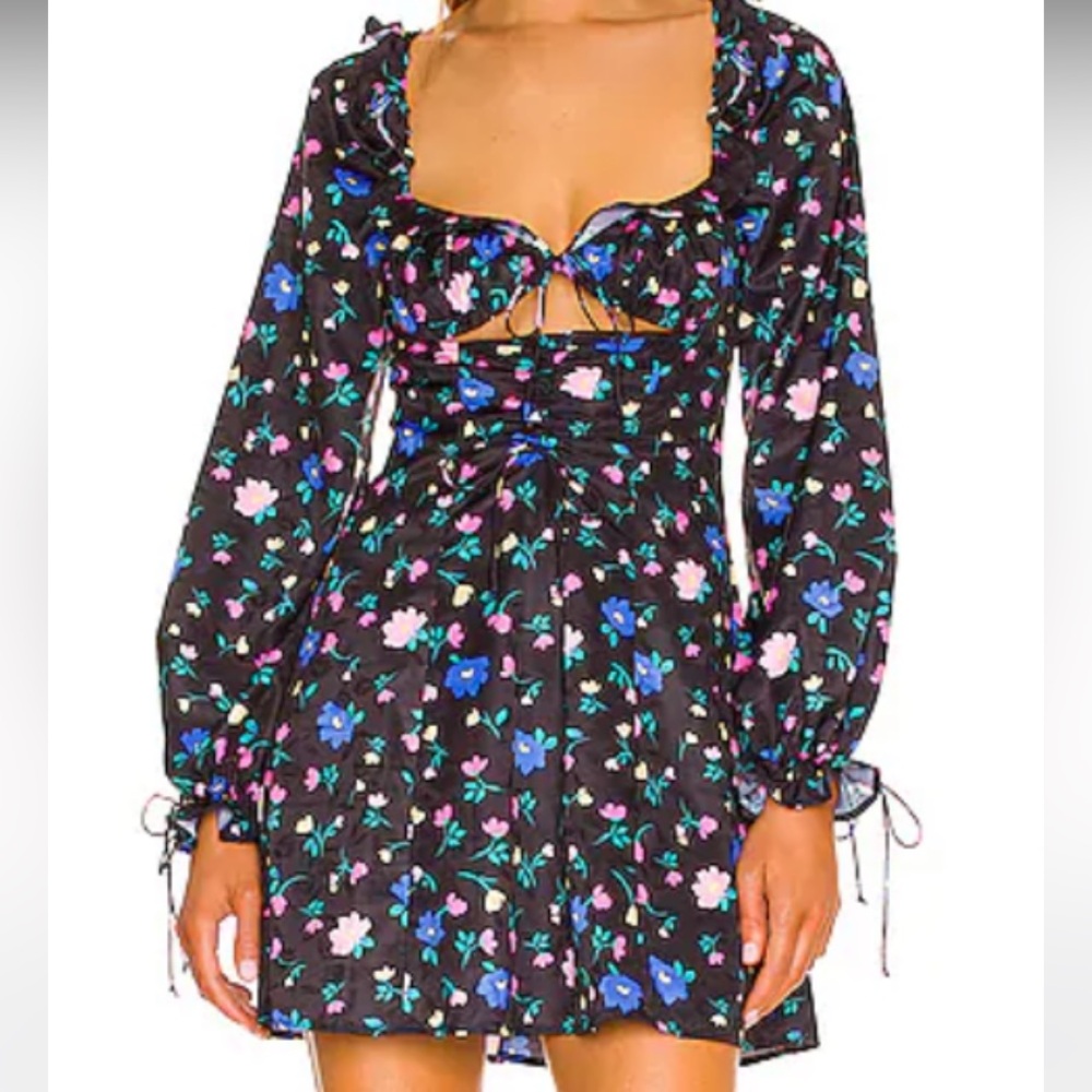 For Love And Lemons Black Floral Mini Dress
